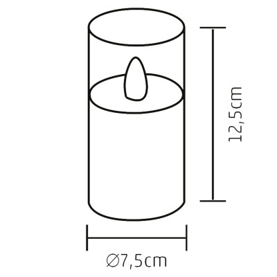 LED sviečka v skle, Ø7,5x12,5 cm - CD 1